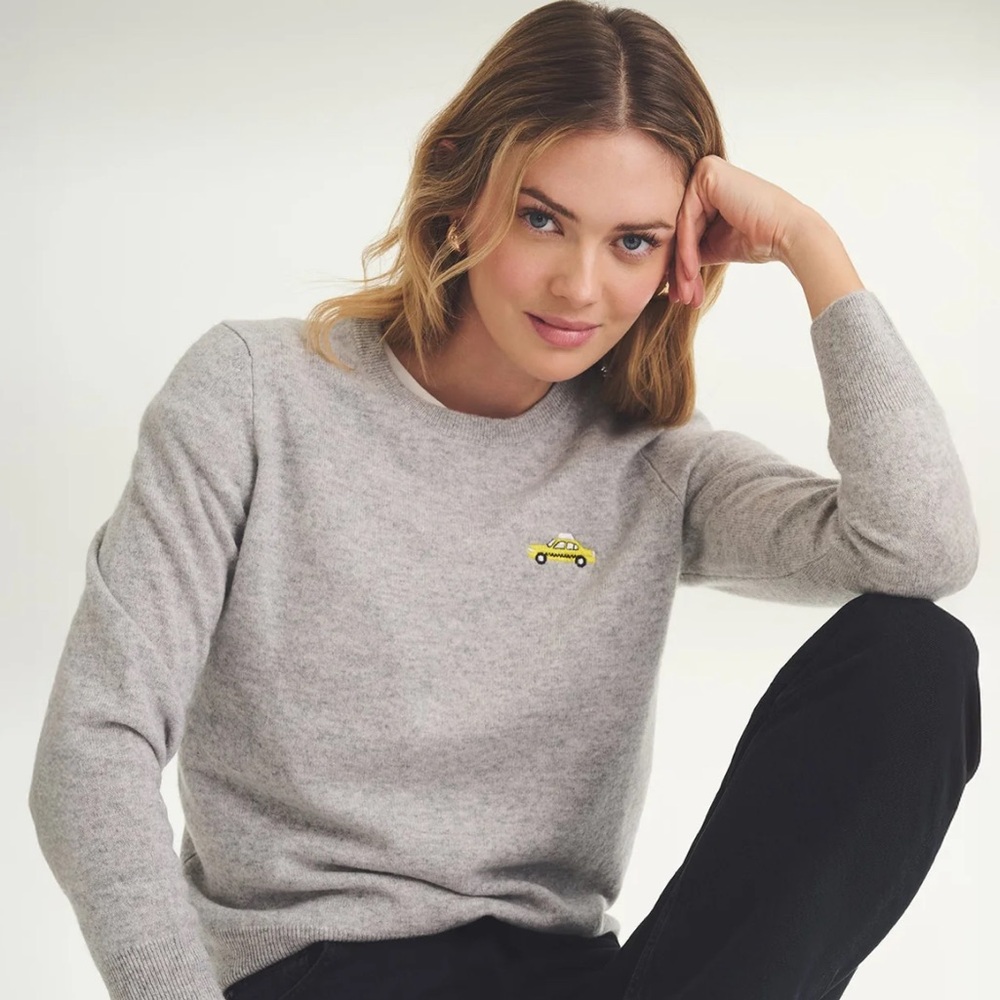 NAADAM Embroidered Taxi Cashmere Sweater